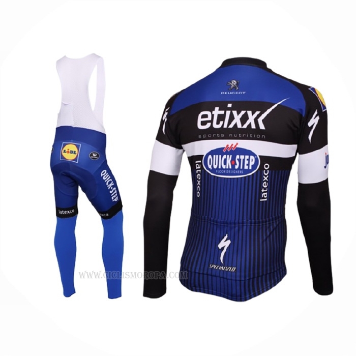 2016 Ropa Ciclismo Etixx Quick Step Azul Negro Mangas Largas y Culotte Lunga